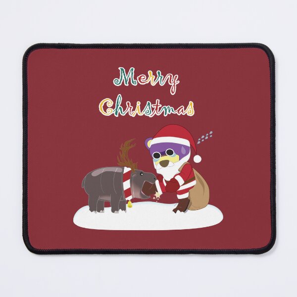 Item preview, Moo Deng baby hippo, Mr. Purple bear with moo-deng, moo-deng Christmas, Reindeer moodeng with Santa Claus, Mr. Purple bear in Santa Claus costume, cute baby hippo, hippo lover, Merry Christmas designed and sold by Figaro-17.