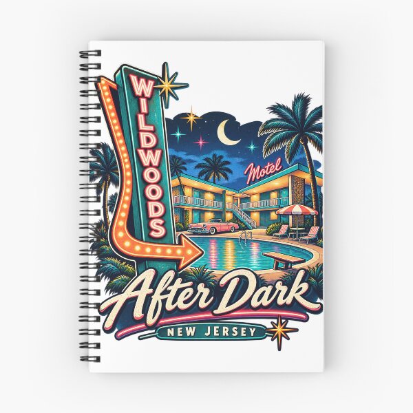 Item preview, The Wildwoods After Dark – Retro Doo Wop Neon Motel New Jersey designed and sold by Past in Threads.