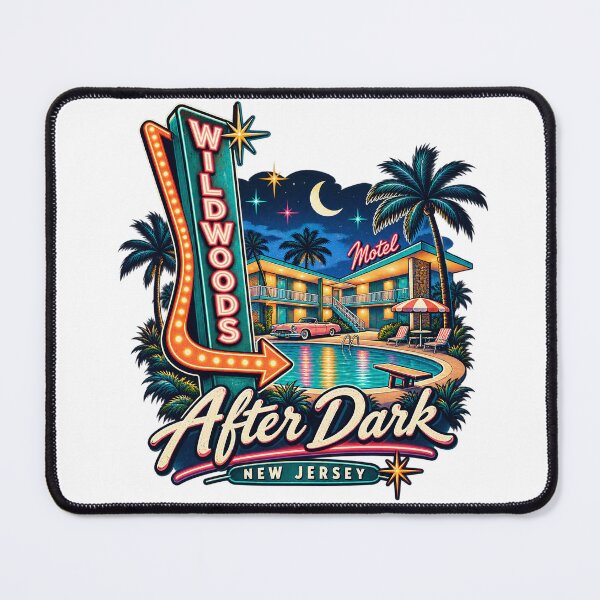 Item preview, The Wildwoods After Dark – Retro Doo Wop Neon Motel New Jersey designed and sold by Past in Threads.