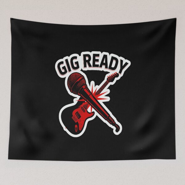 Item preview, Gig Ready – Crossed Guitar Microphone Rock Design designed and sold by Midnight Veil Designs.
