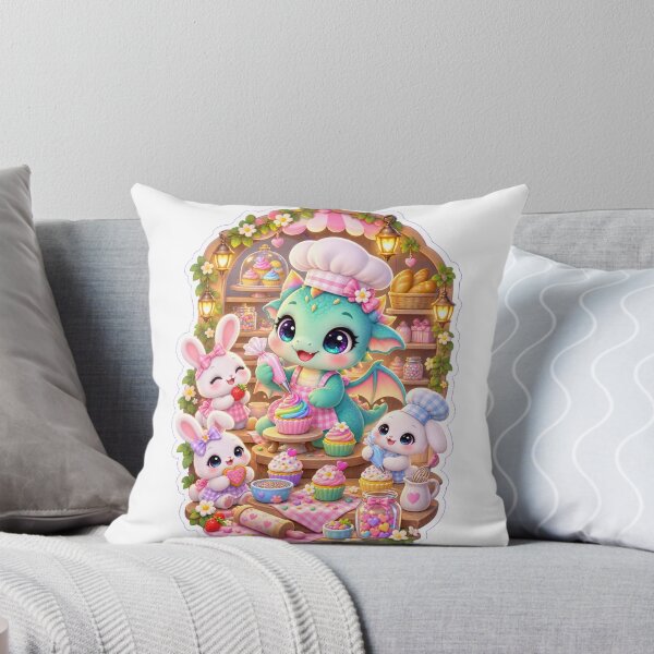 Item preview, Cute Baby Dragon Baking Rainbow Cupcakes with Bunny Friends Sticker designed and sold by Sidra digital art 8277237.