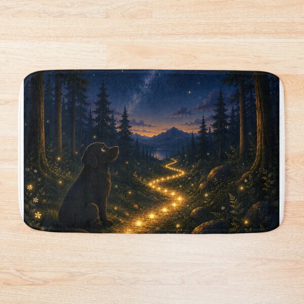 Item preview, Star Trail – Black Labrador in an Enchanted Forest | Magical Night designed and sold by Goodthingstree.