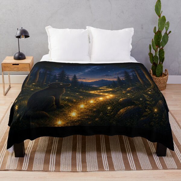 Item preview, Star Trail – Black Labrador in an Enchanted Forest | Magical Night designed and sold by Goodthingstree.