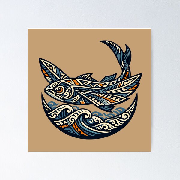 Item preview, Maori Flying Fish – Sacred Ocean Emblem designed and sold by SilentPowerArt.