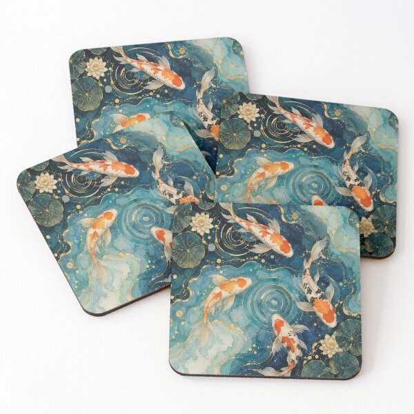Item preview, Japanese Koi Pond Abstract Top View Zen Fish Art designed and sold by teemix.