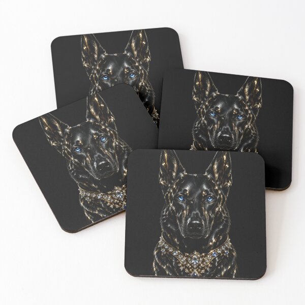 Item preview, Regal German Shepherd – Black & Gold Guardian Dog Art designed and sold by TheLumina.