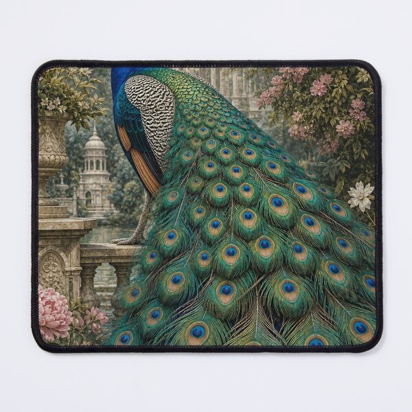 Item preview, Majestic Peacock in Bloom, Vintage Botanical Wildlife Illustration designed and sold by Jandedan.