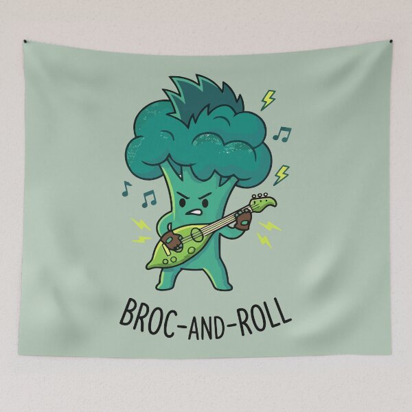 Item preview, Broc And Roll Rocker Broccoli Playing Guitar Funny Punk Food designed and sold by Amir Faysal.