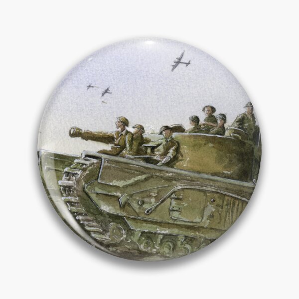 Item preview, British Churchill Tank WW2 Infantry Watercolor Painting designed and sold by OnHeathAndMoor.