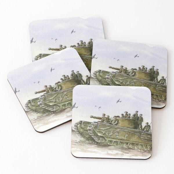 Item preview, British Churchill Tank WW2 Infantry Watercolor Painting designed and sold by OnHeathAndMoor.