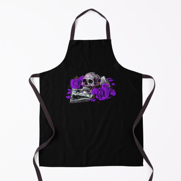 Item preview, Detailed human skull on a book ribbon, purple roses designed and sold by Kirei-Lily.
