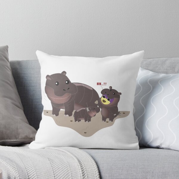 Artikelvorschau, Moo-Deng Nilpferdbaby, Mr.Purple Bear grüßt mit Jona und Moodeng, süßes Nilpferdbaby, Nilpferdliebhaber, Nilpferdkostüm, Nilpferdfamilie entworfen und verkauft von Figaro-17.