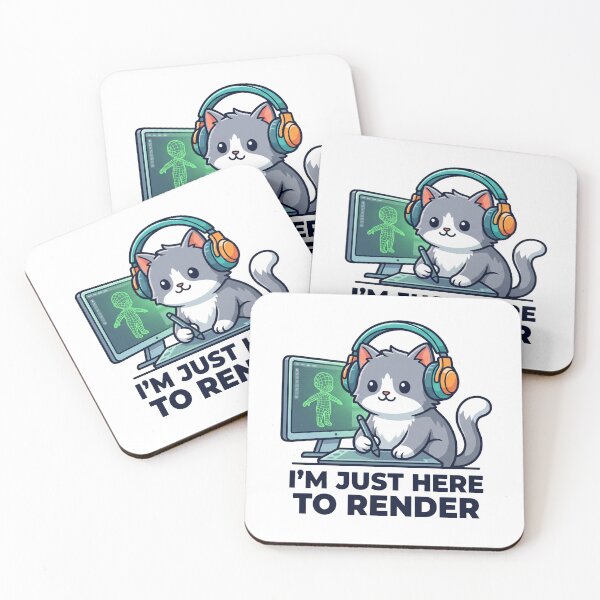 Item preview, Im Just Here To Render Funny 3D Artist Cat T-Shirt designed and sold by fowzi shokri.