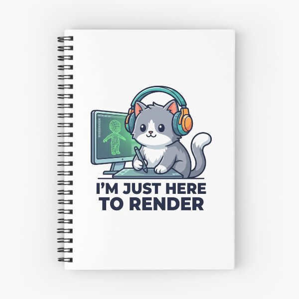 Item preview, Im Just Here To Render Funny 3D Artist Cat T-Shirt designed and sold by fowzi shokri.