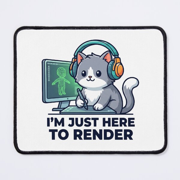 Item preview, Im Just Here To Render Funny 3D Artist Cat T-Shirt designed and sold by fowzi shokri.