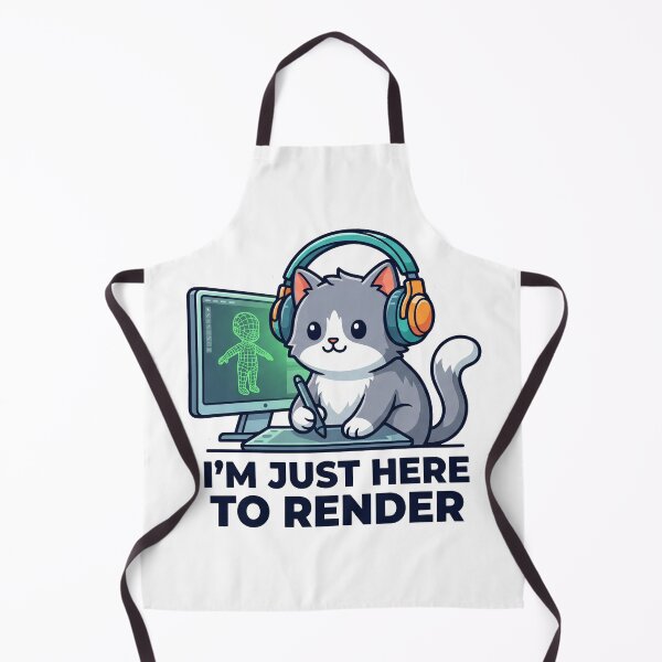 Item preview, Im Just Here To Render Funny 3D Artist Cat T-Shirt designed and sold by fowzi shokri.