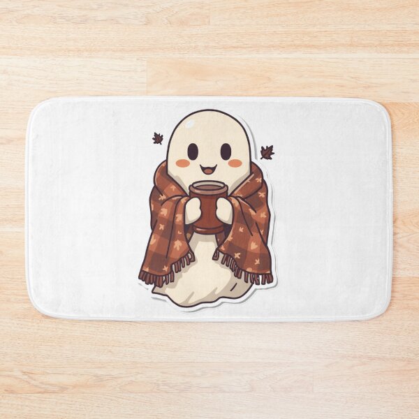 Item preview, Cute Cozy Ghost with Coffee | Retro Fall Halloween designed and sold by Kiinaaa.