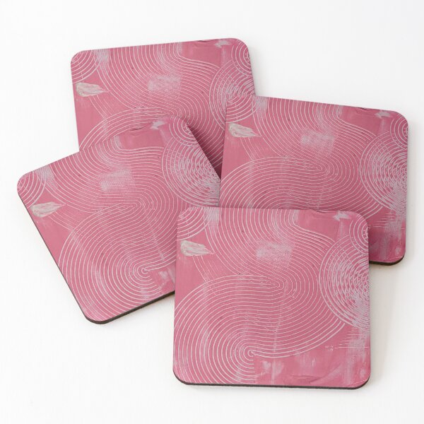 Item preview, abstract pink and white lines and concentric circles designed and sold by HeART1234.