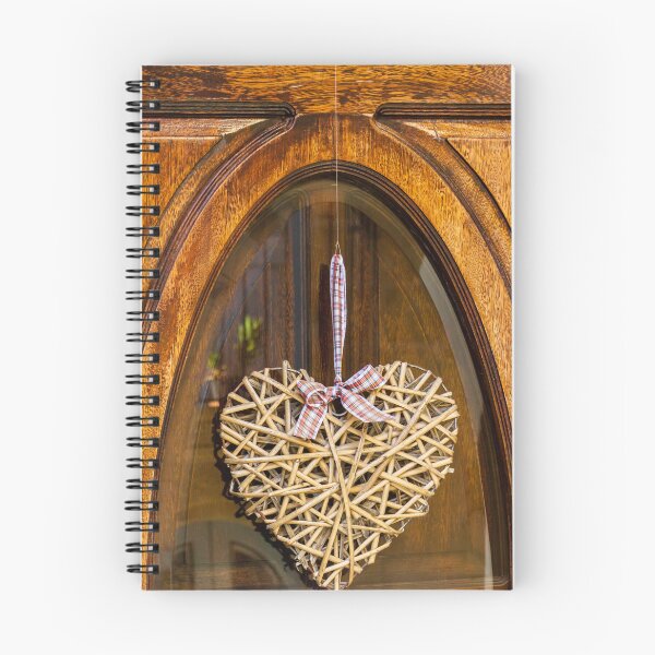 Item preview, Rustic Wicker Heart Wreath Hanging On Wooden Front Door With Plaid Ribbon Bow designed and sold by Nmallia.