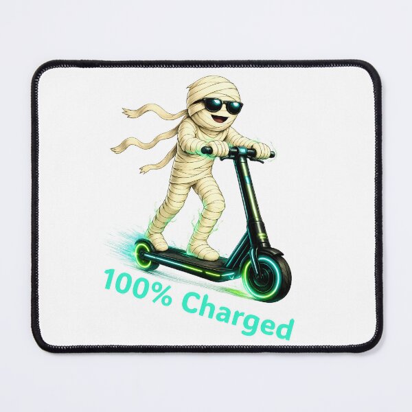 Item preview, Funny 100% Charged Mummy on Electric Scooter Halloween Design designed and sold by Buli89.
