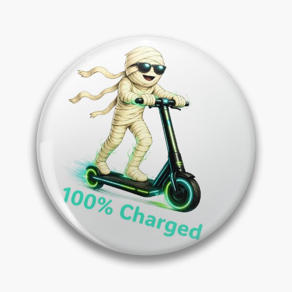 Item preview, Funny 100% Charged Mummy on Electric Scooter Halloween Design designed and sold by Buli89.