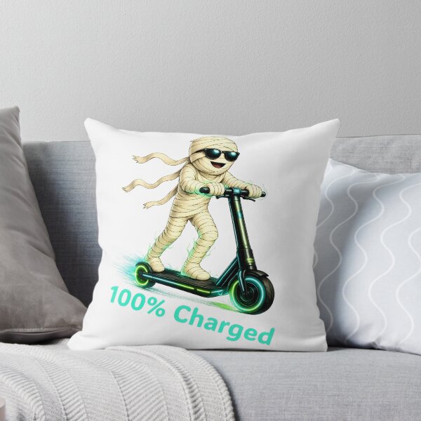 Item preview, Funny 100% Charged Mummy on Electric Scooter Halloween Design designed and sold by Buli89.