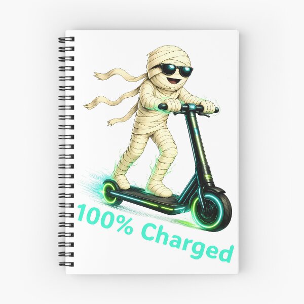 Item preview, Funny 100% Charged Mummy on Electric Scooter Halloween Design designed and sold by Buli89.