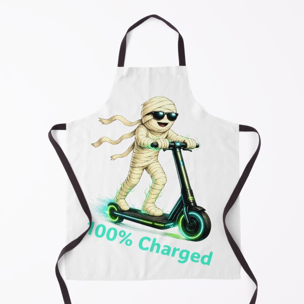 Item preview, Funny 100% Charged Mummy on Electric Scooter Halloween Design designed and sold by Buli89.