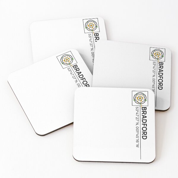 Item preview, Bradford GPS Coordinates White Rose Urban Typography Design designed and sold by OnHeathAndMoor.