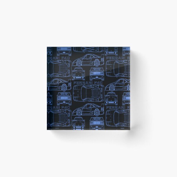 Item preview, Ferrari F40 Technical Blueprint – Blue Line Art designed and sold by jubileuuu.