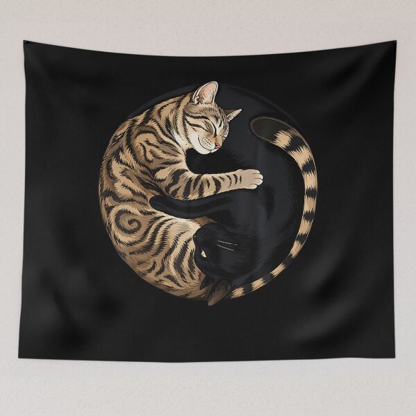 Item preview, Yin Yang Cats Tabby Black Cat Balance Harmony designed and sold by Lhwatsrdina.