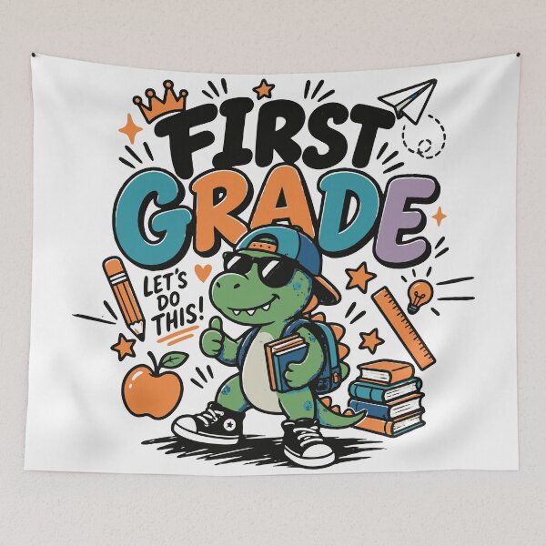 Item preview, First Grade T-Shirt | Cute Dinosaur First Day of School Kids Shirt designed and sold by Sunday.Supply.