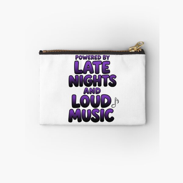 Item preview, Powered By Late Nights And Loud Music Funny Quote designed and sold by StickVerse by Owais.