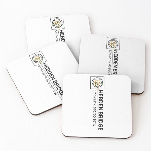 Item preview, Hebden Bridge GPS Coordinates White Rose Urban Typography Design designed and sold by OnHeathAndMoor.