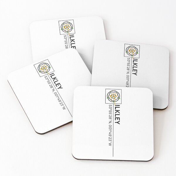 Item preview, Ilkley GPS Coordinates White Rose Urban Typography Design designed and sold by OnHeathAndMoor.