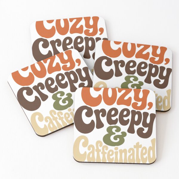 Item preview, Cozy, Creepy & Caffeinated | Retro Fall Typography designed and sold by Kiinaaa.
