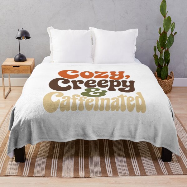 Item preview, Cozy, Creepy & Caffeinated | Retro Fall Typography designed and sold by Kiinaaa.