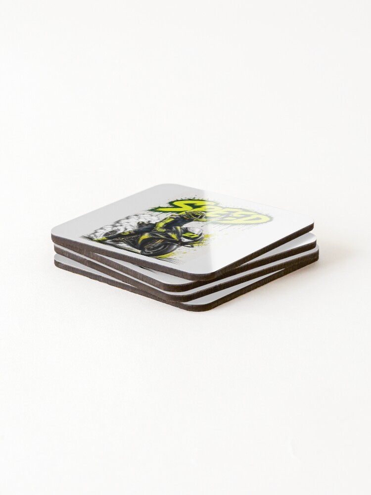 Thumbnail 4 of 5, Coasters (Set of 4), Speed Motorcycle Rider – High Speed Racing Adventure designed and sold by anemiche.