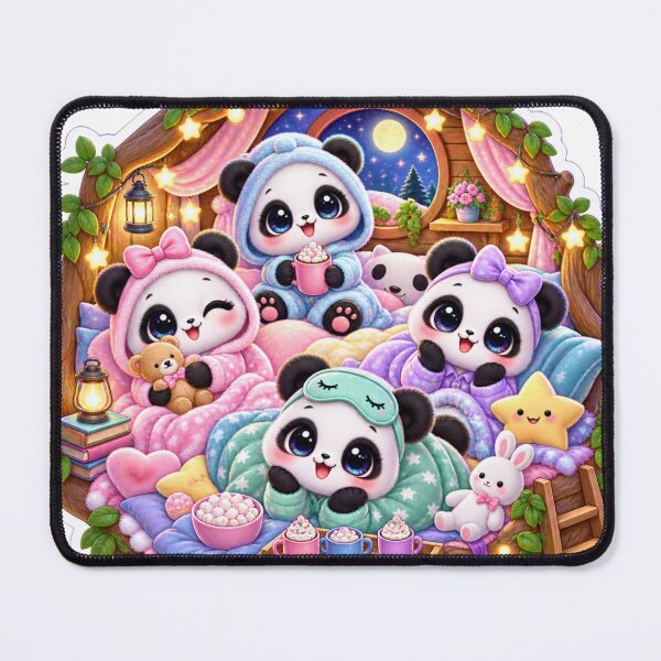Item preview, Cute Kawaii Panda Sleepover Sticker – Cozy Treehouse Friends designed and sold by Sidra digital art 8277237.