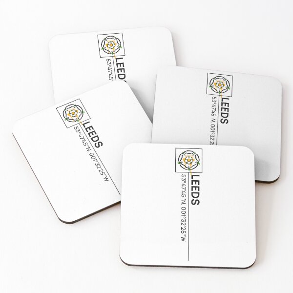 Item preview, Leeds GPS Coordinates White Rose Urban Typography Design designed and sold by OnHeathAndMoor.