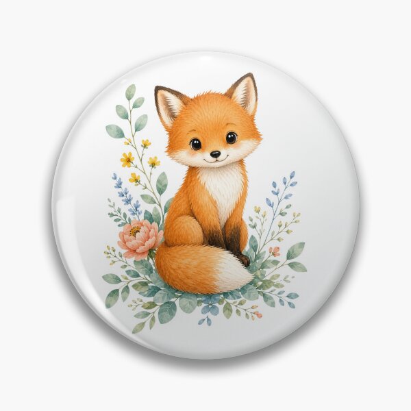 Item preview, Cute fox with flowers designed and sold by ABCrazyShop.