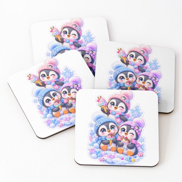 Item preview, Cute Baby Penguin Ice Cream Winter Sticker – Kawaii Snowy Penguin Dessert designed and sold by Sidra digital art 8277237.