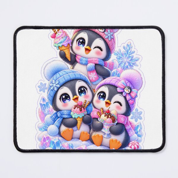 Item preview, Cute Baby Penguin Ice Cream Winter Sticker – Kawaii Snowy Penguin Dessert designed and sold by Sidra digital art 8277237.
