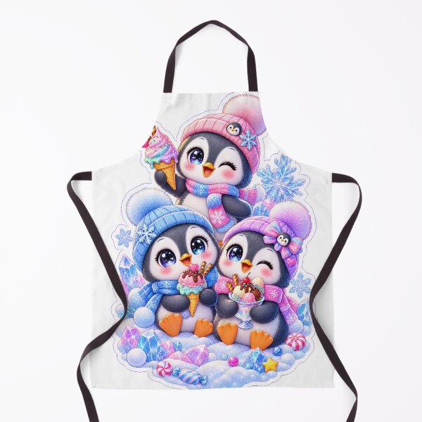Item preview, Cute Baby Penguin Ice Cream Winter Sticker – Kawaii Snowy Penguin Dessert designed and sold by Sidra digital art 8277237.