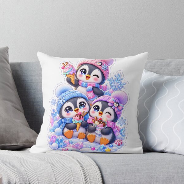 Item preview, Cute Baby Penguin Ice Cream Winter Sticker – Kawaii Snowy Penguin Dessert designed and sold by Sidra digital art 8277237.