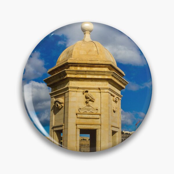 Item preview, Historic Stone Sentry Box Overlooking Mediterranean Harbour With Blue Sky in Malta Cityscape designed and sold by Nmallia.