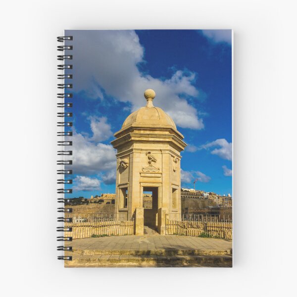 Item preview, Historic Stone Sentry Box Overlooking Mediterranean Harbour With Blue Sky in Malta Cityscape designed and sold by Nmallia.