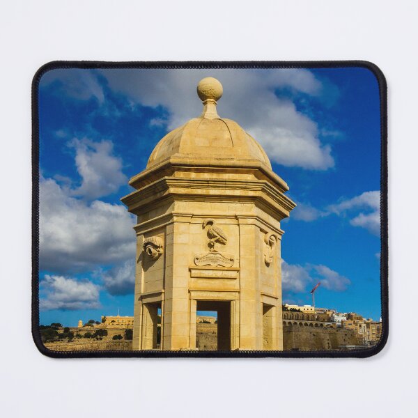 Item preview, Historic Stone Sentry Box Overlooking Mediterranean Harbour With Blue Sky in Malta Cityscape designed and sold by Nmallia.