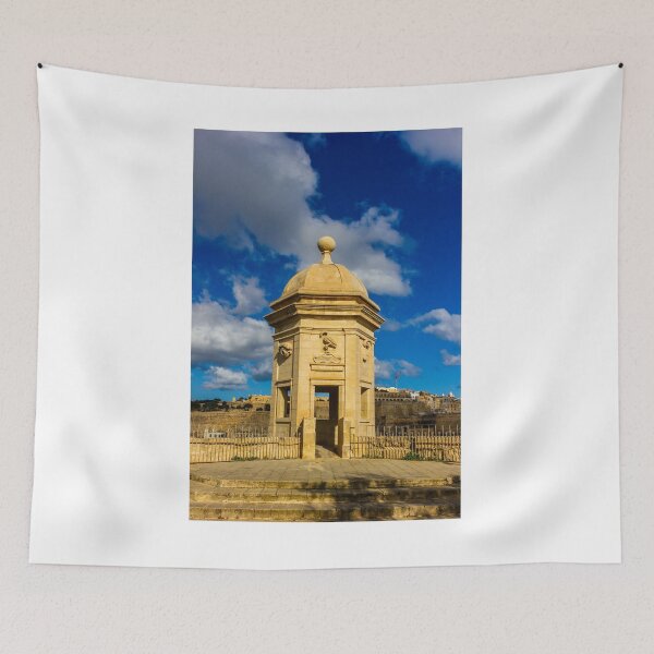 Item preview, Historic Stone Sentry Box Overlooking Mediterranean Harbour With Blue Sky in Malta Cityscape designed and sold by Nmallia.