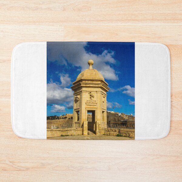 Item preview, Historic Stone Sentry Box Overlooking Mediterranean Harbour With Blue Sky in Malta Cityscape designed and sold by Nmallia.